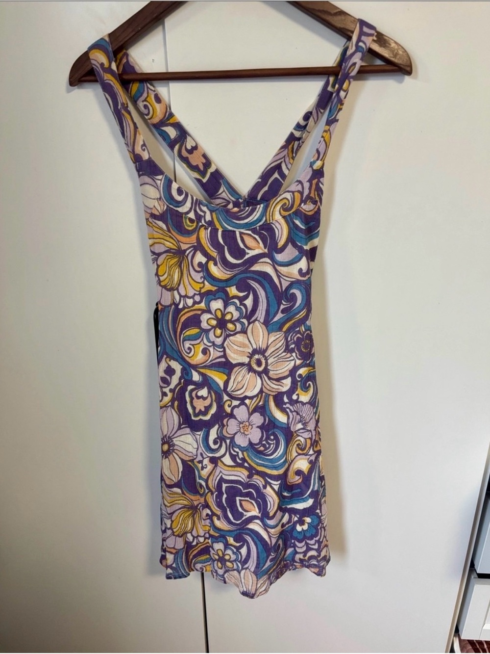 Revolution Purple Floral Mini Dress with Cream & Yellow Accents